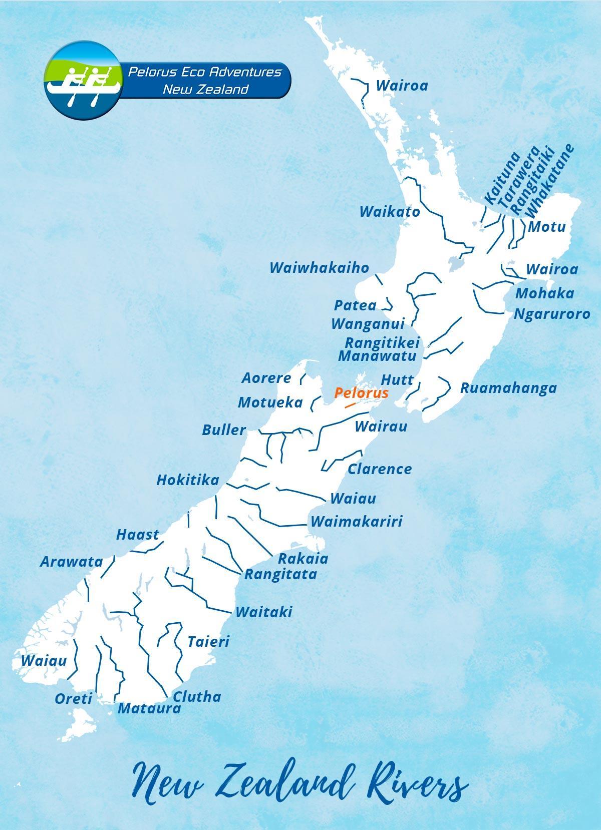 ニュージーランドの川の地図