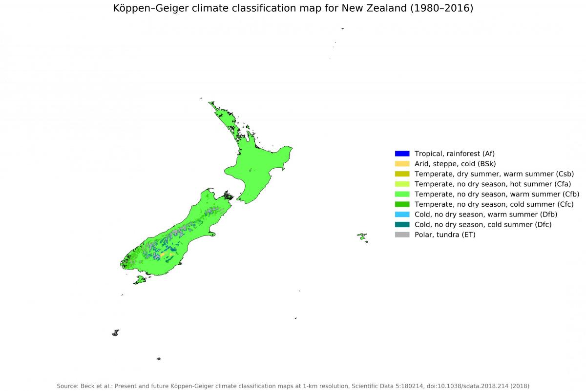 ニュージーランドの気温マップ