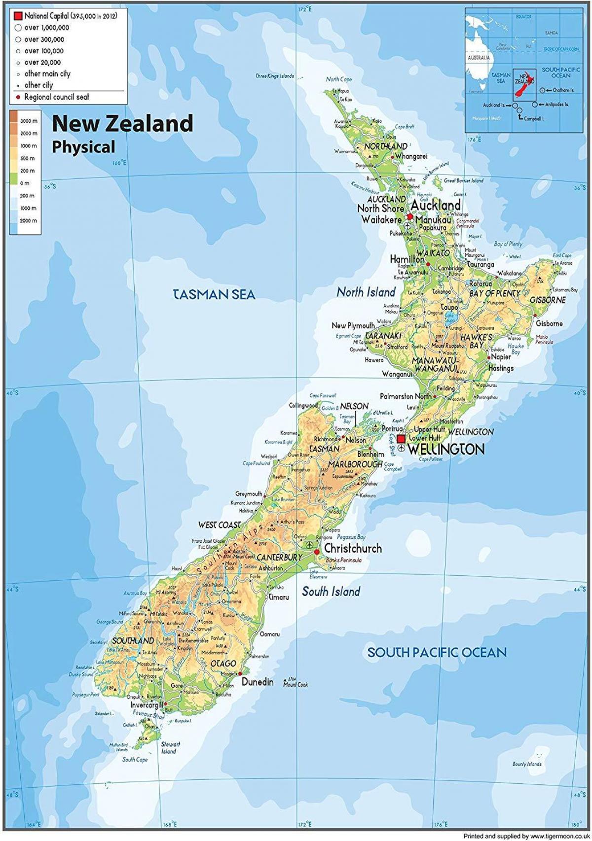ニュージーランド地形図