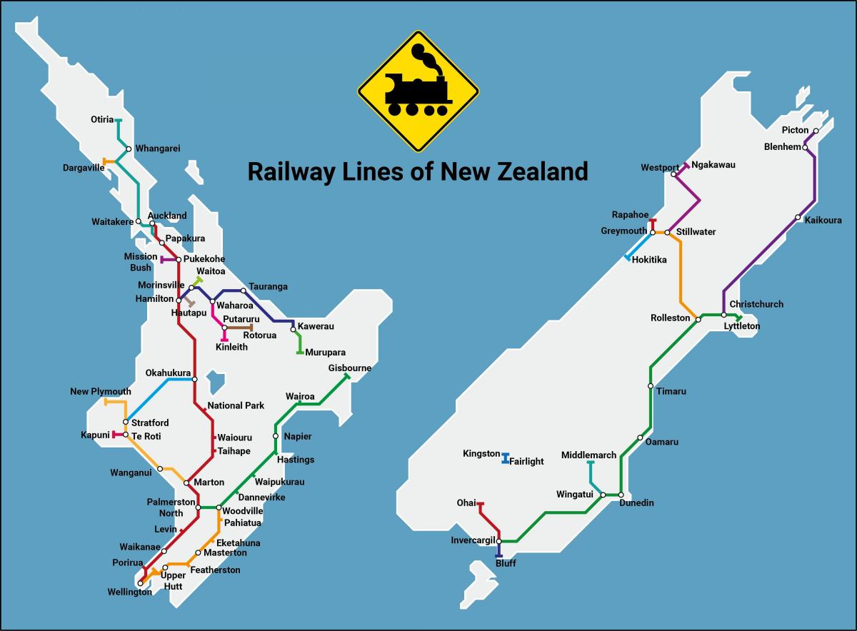 ニュージーランドの鉄道路線図
