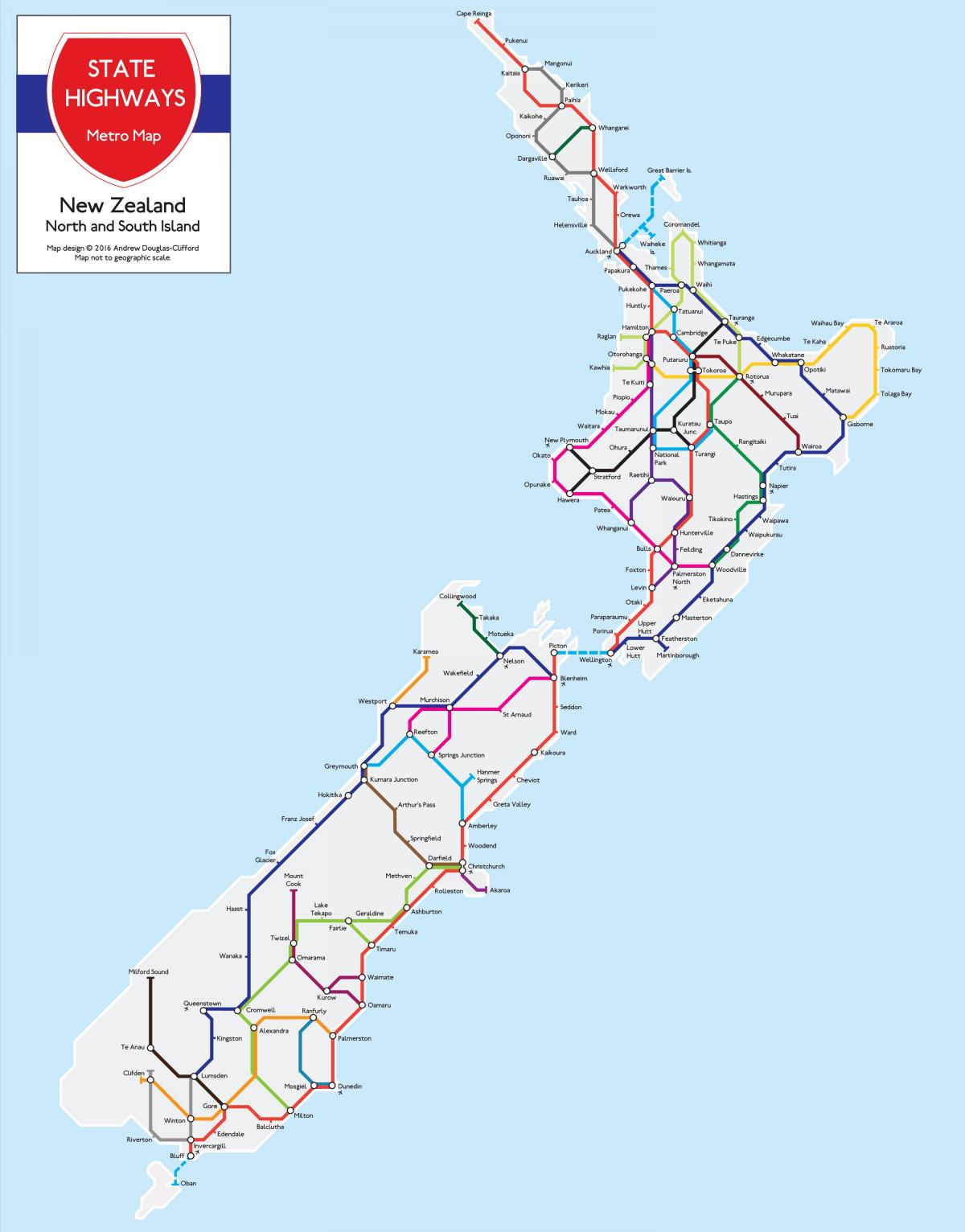 ニュージーランドの高速道路地図