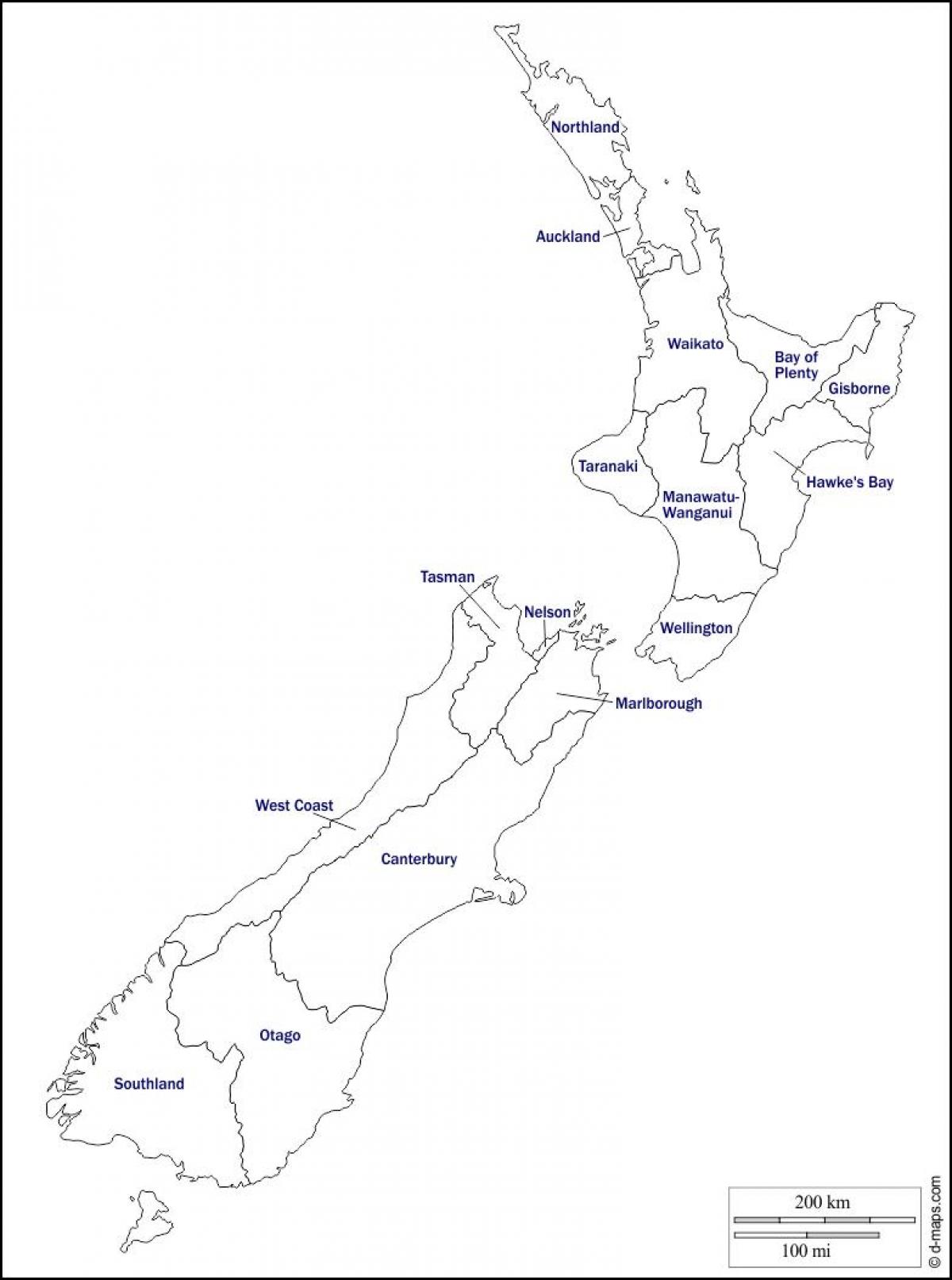 空のニュージーランド地図