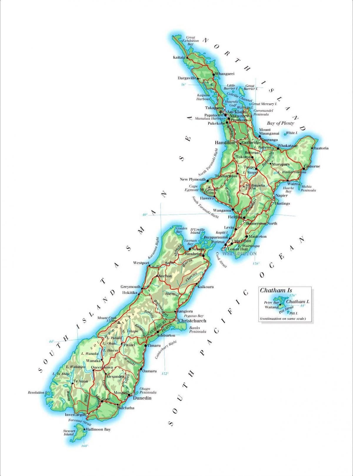 ニュージーランドの大きな地図