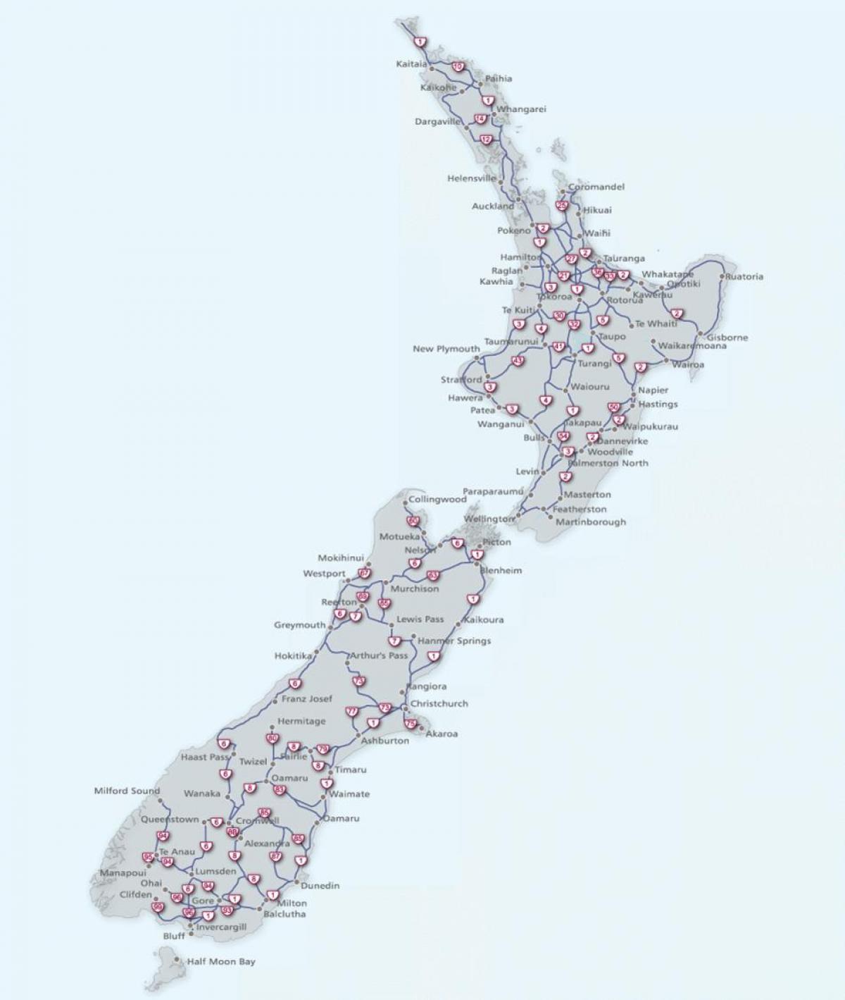 ニュージーランドの運転地図