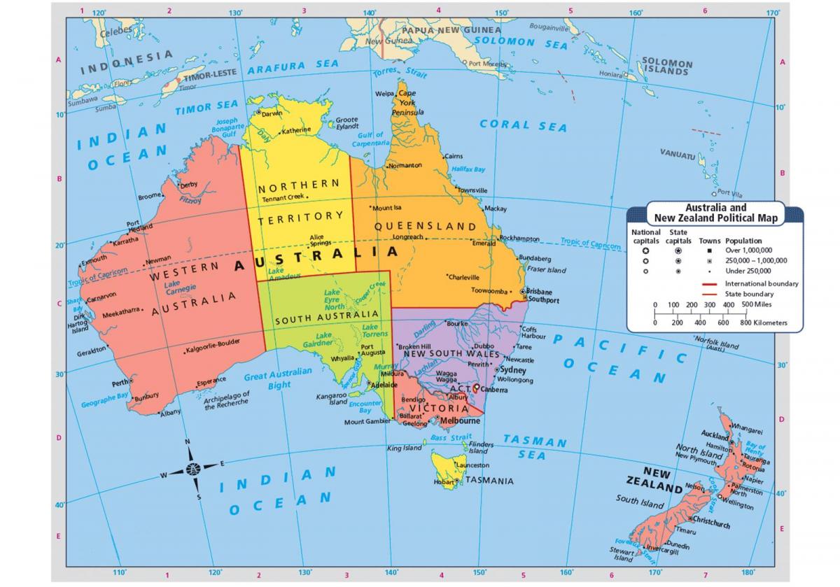 ニュージーランドと国境の国の地図